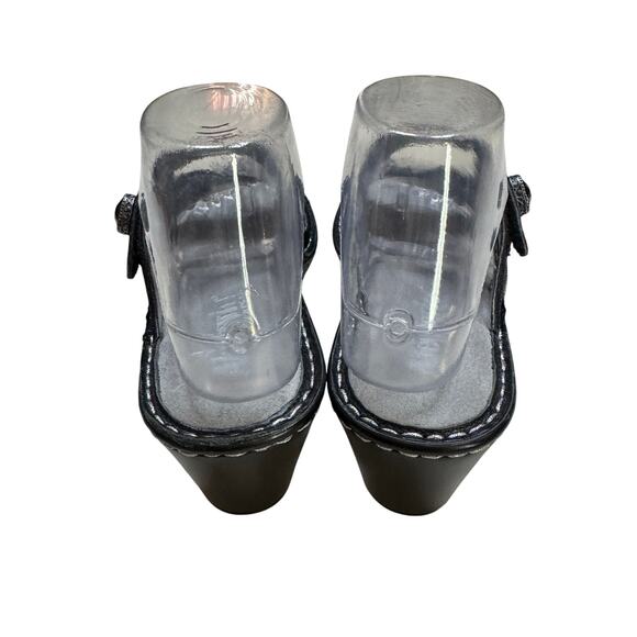 Alegria Loti Glitteroti Women's Black Leather Slip-On Wedge Heel Sandals Size 36 - Picture 4 of 9